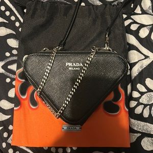 Saffiano leather mini pouch (PRADA)